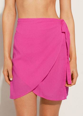 Cover Ups Calzedonia Kratke Wrap Sarong Damske Ruzove | SK2144GL
