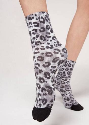Ponozky Calzedonia Animal Print Kratke Damske Strieborne | SK2336HK